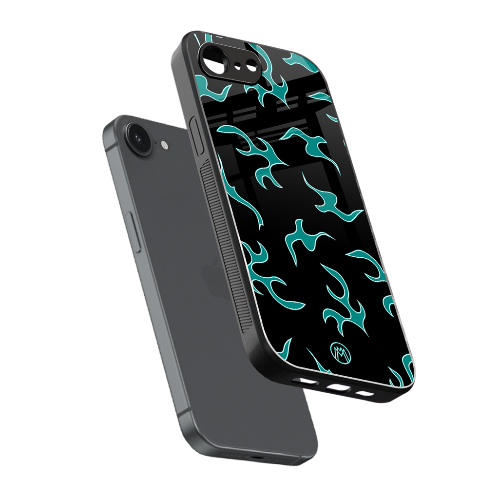 lil blue flames back phone cover | glass case for iphone 16e