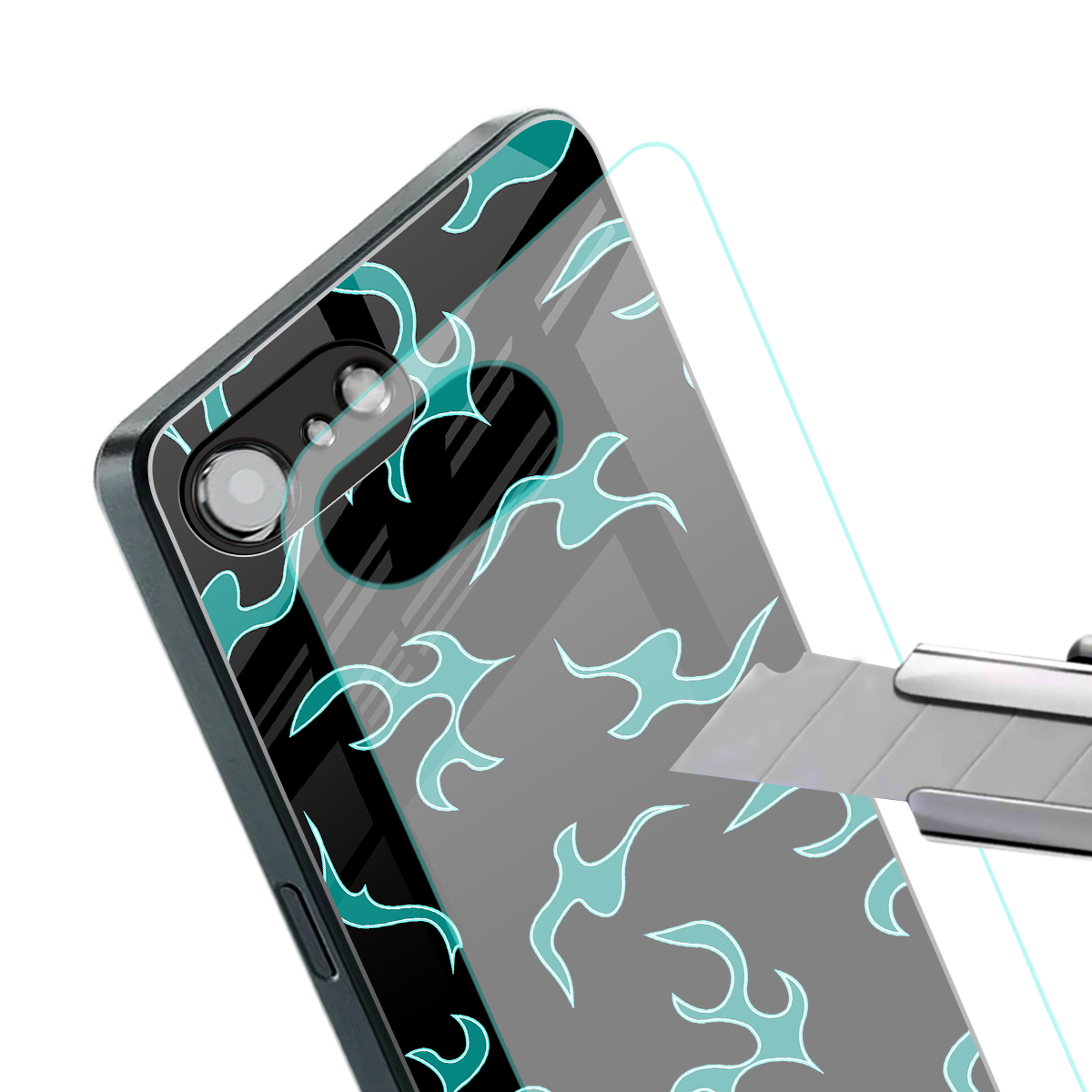 lil blue flames back phone cover | glass case for iphone 16e