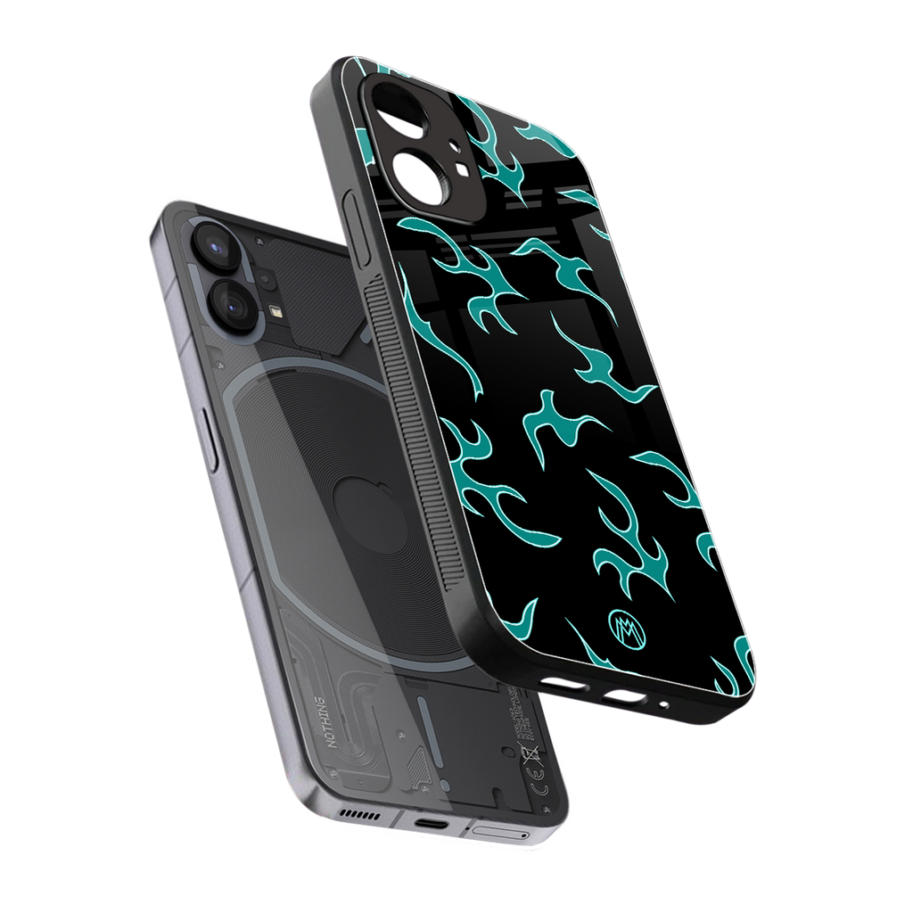 lil blue flames back phone cover | glass case for nothing phone 1