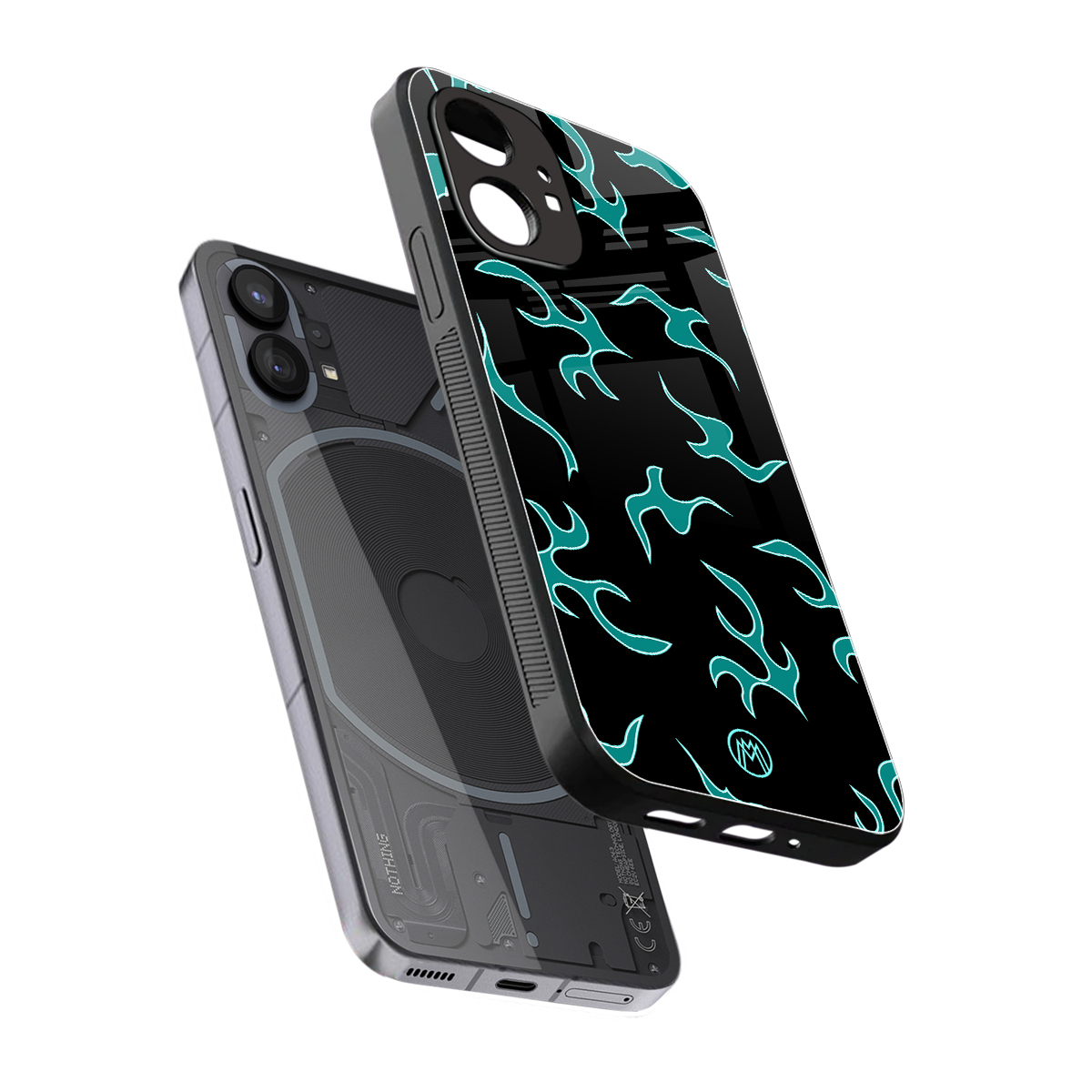 lil blue flames back phone cover | glass case for nothing phone 1