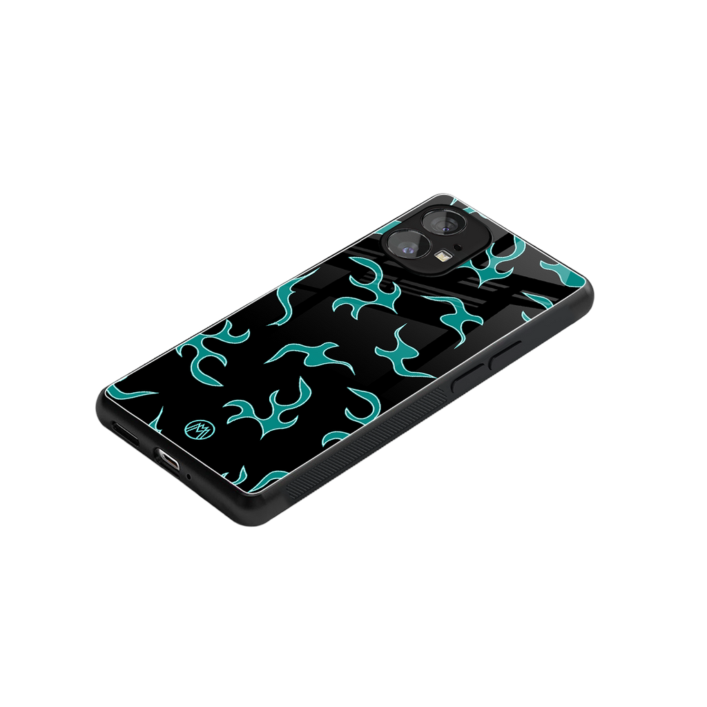 lil blue flames back phone cover | glass case for nothing phone 1