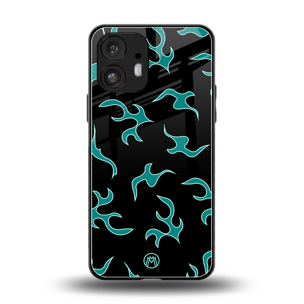 lil blue flames back phone cover | glass case for nothing phone 2