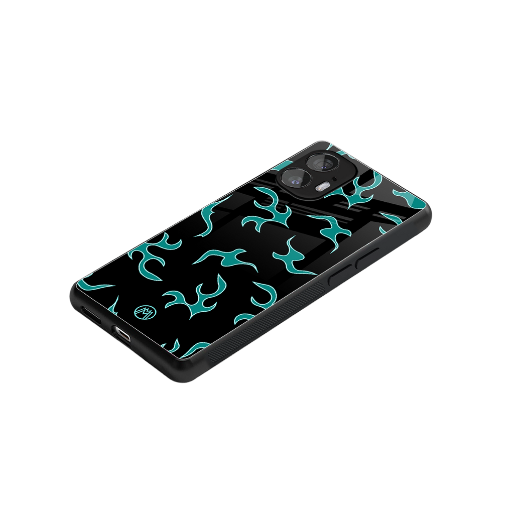 lil blue flames back phone cover | glass case for nothing phone 2