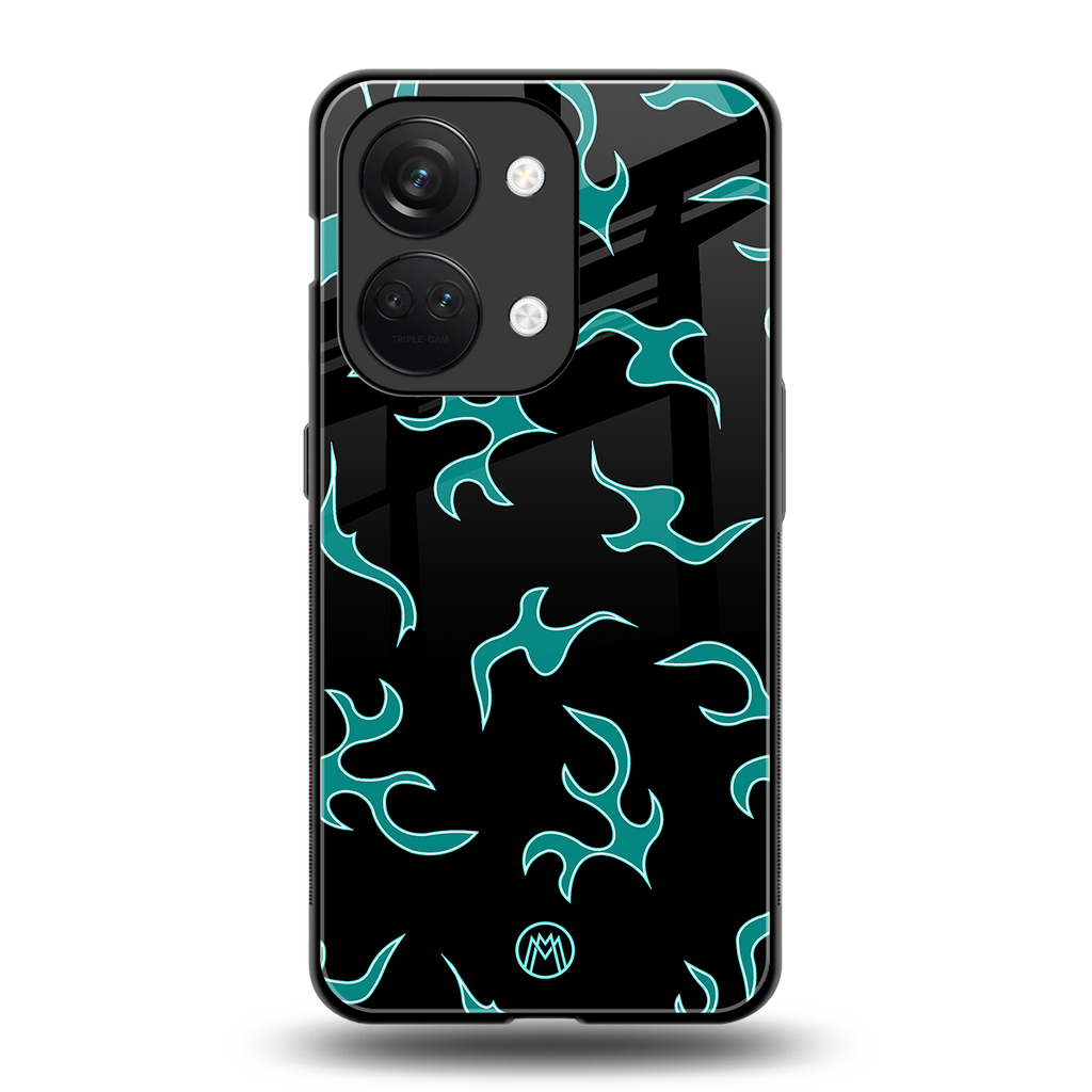 lil blue flames back phone cover | glass case for oneplus nord 3