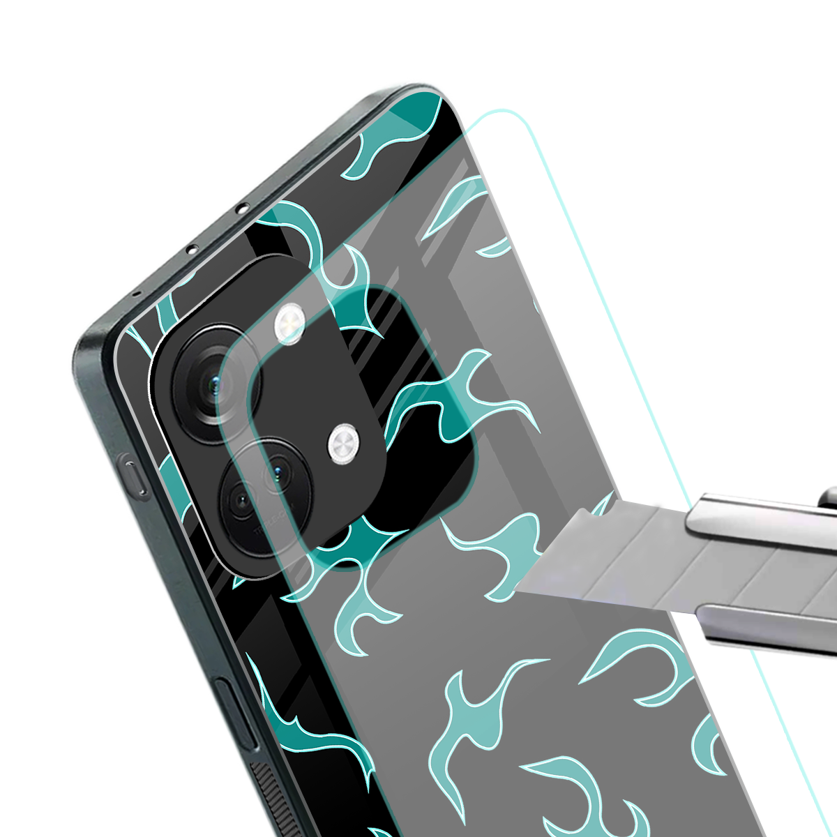 lil blue flames back phone cover | glass case for oneplus nord 3