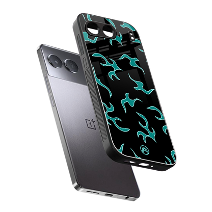 lil blue flames back phone cover | glass case for oneplus nord 4