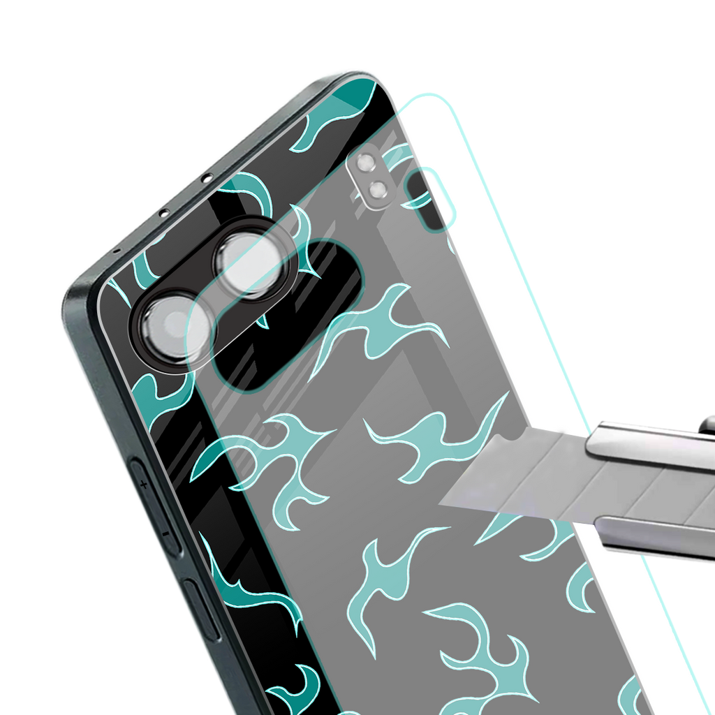 lil blue flames back phone cover | glass case for oneplus nord 4
