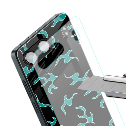 lil blue flames back phone cover | glass case for oneplus nord 4