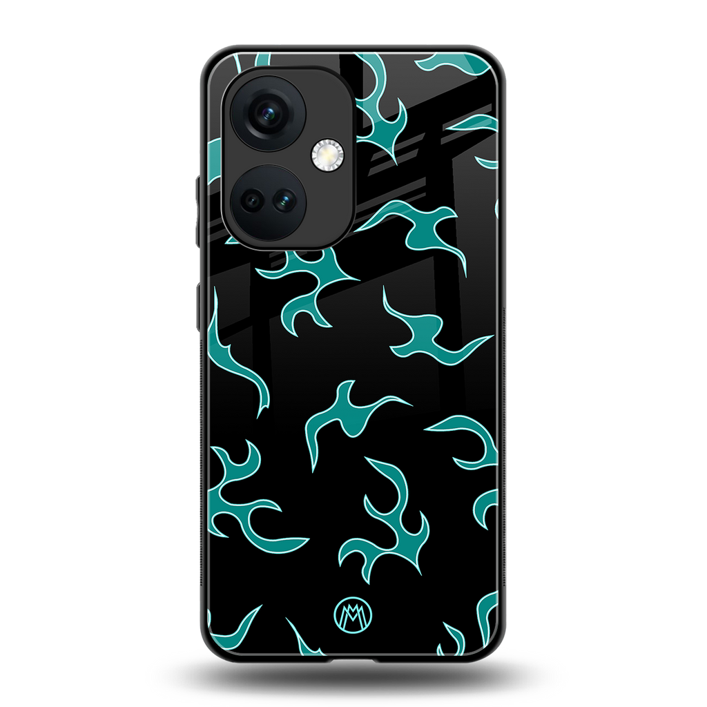 lil blue flames back phone cover | glass case for oneplus nord ce 3