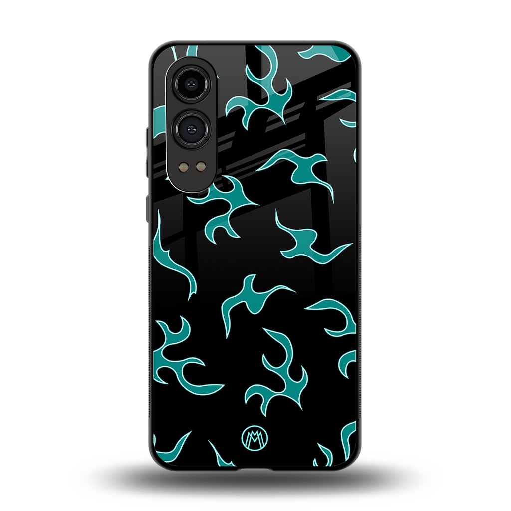 lil blue flames back phone cover | glass case for oneplus nord ce 4 lite