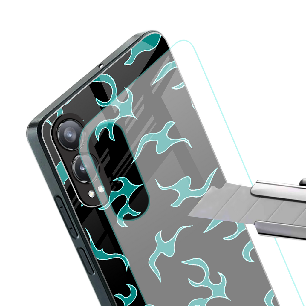 lil blue flames back phone cover | glass case for oneplus nord ce 4 lite