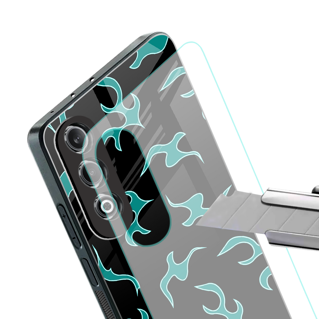 lil blue flames back phone cover | glass case for oneplus nord ce 4