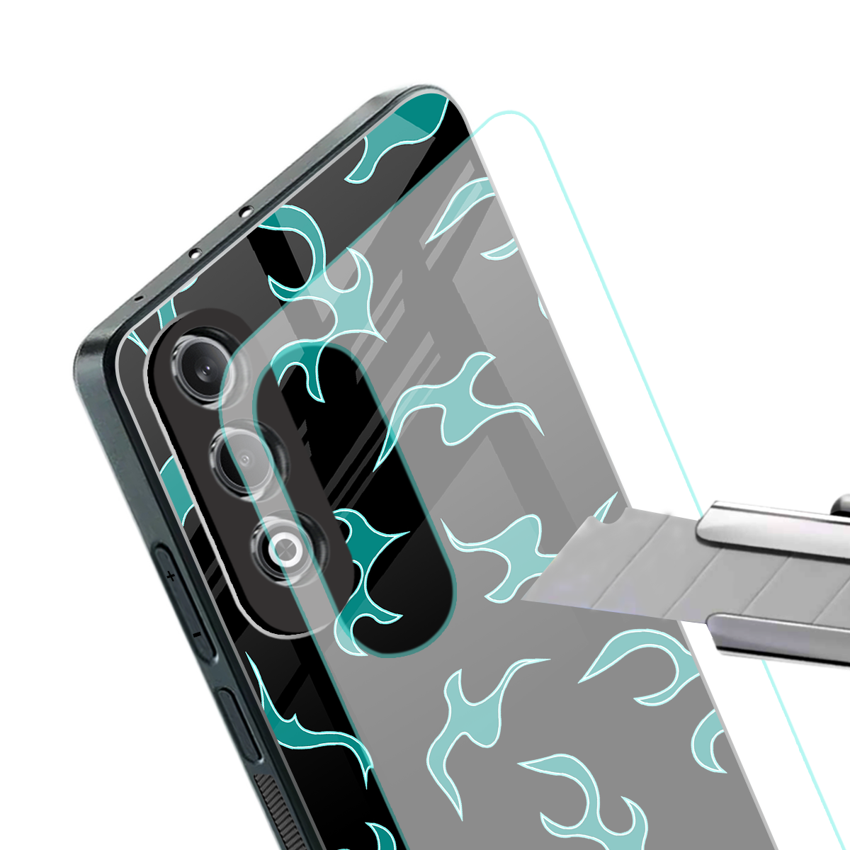 lil blue flames back phone cover | glass case for oneplus nord ce 4
