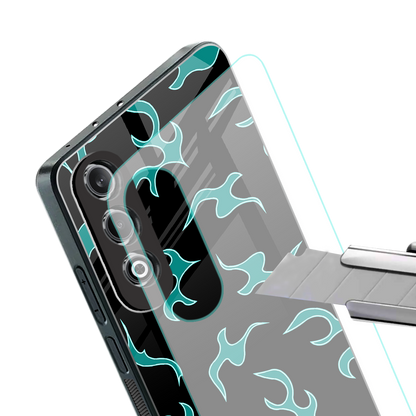lil blue flames back phone cover | glass case for oneplus nord ce 4