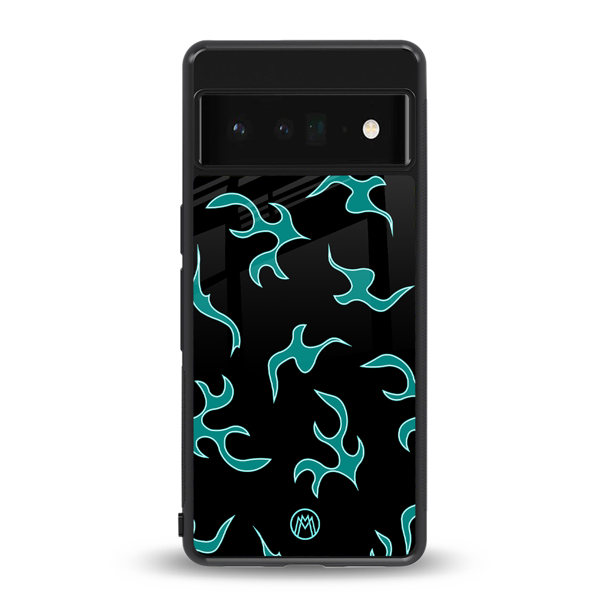 lil blue flames back phone cover | glass case for google pixel 6 pro