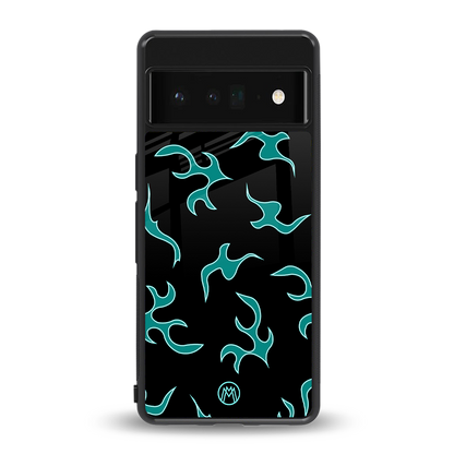 lil blue flames back phone cover | glass case for google pixel 6 pro