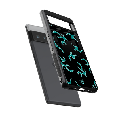 lil blue flames back phone cover | glass case for google pixel 6 pro