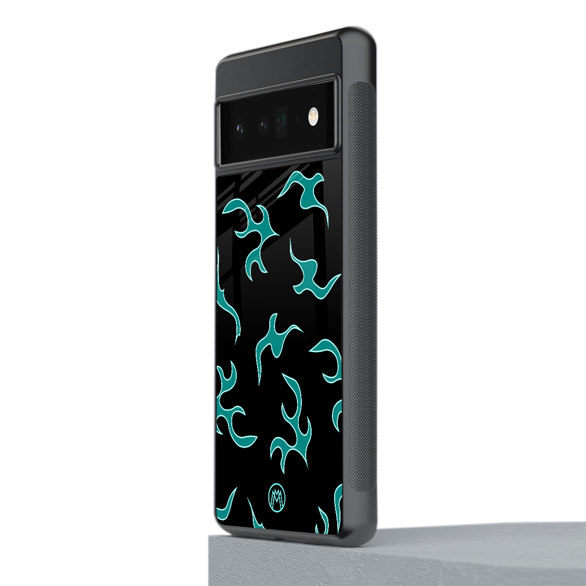 lil blue flames back phone cover | glass case for google pixel 6 pro