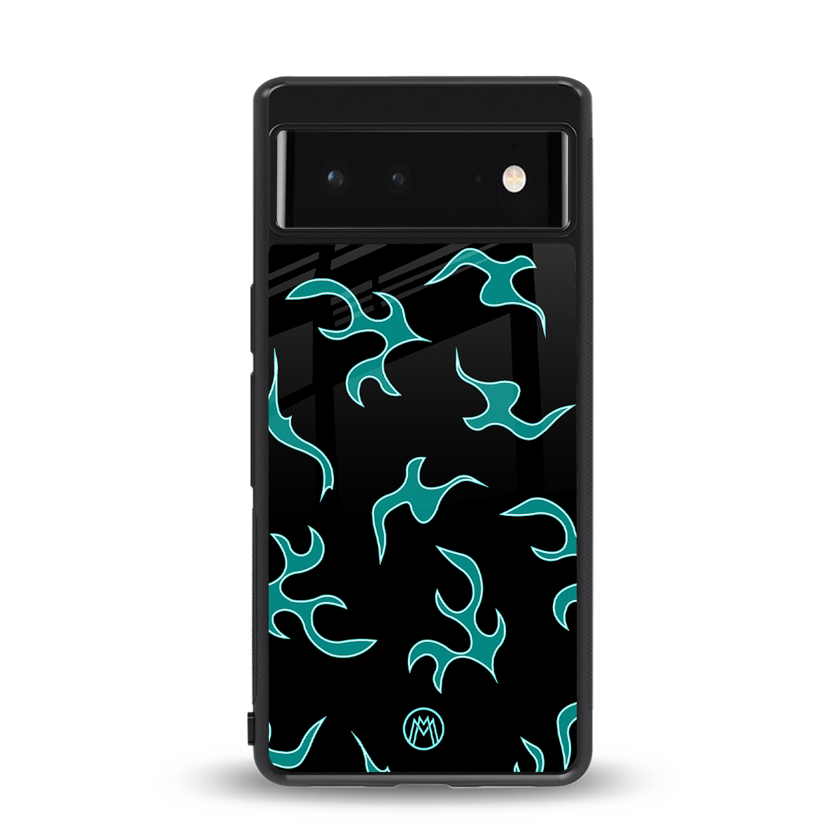 lil blue flames back phone cover | glass case for google pixel 6