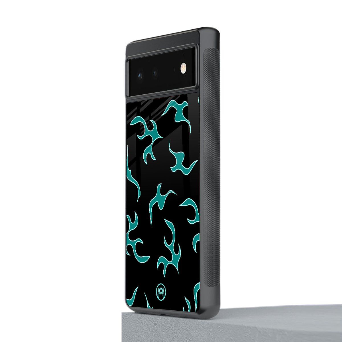 lil blue flames back phone cover | glass case for google pixel 6