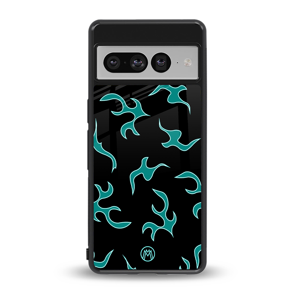 lil blue flames back phone cover | glass case for google pixel 7 pro