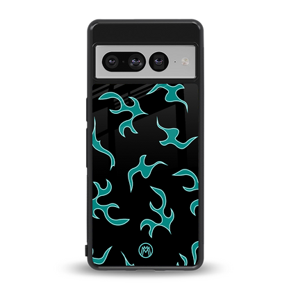 lil blue flames back phone cover | glass case for google pixel 7 pro