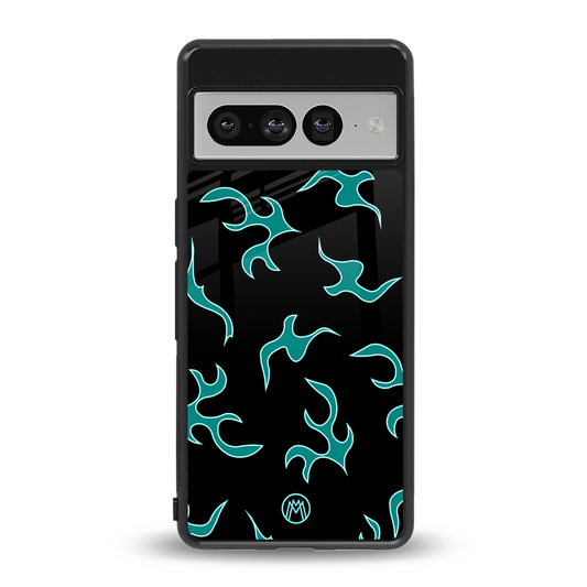 lil blue flames back phone cover | glass case for google pixel 7 pro