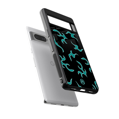 lil blue flames back phone cover | glass case for google pixel 7 pro