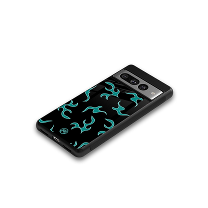 lil blue flames back phone cover | glass case for google pixel 7 pro