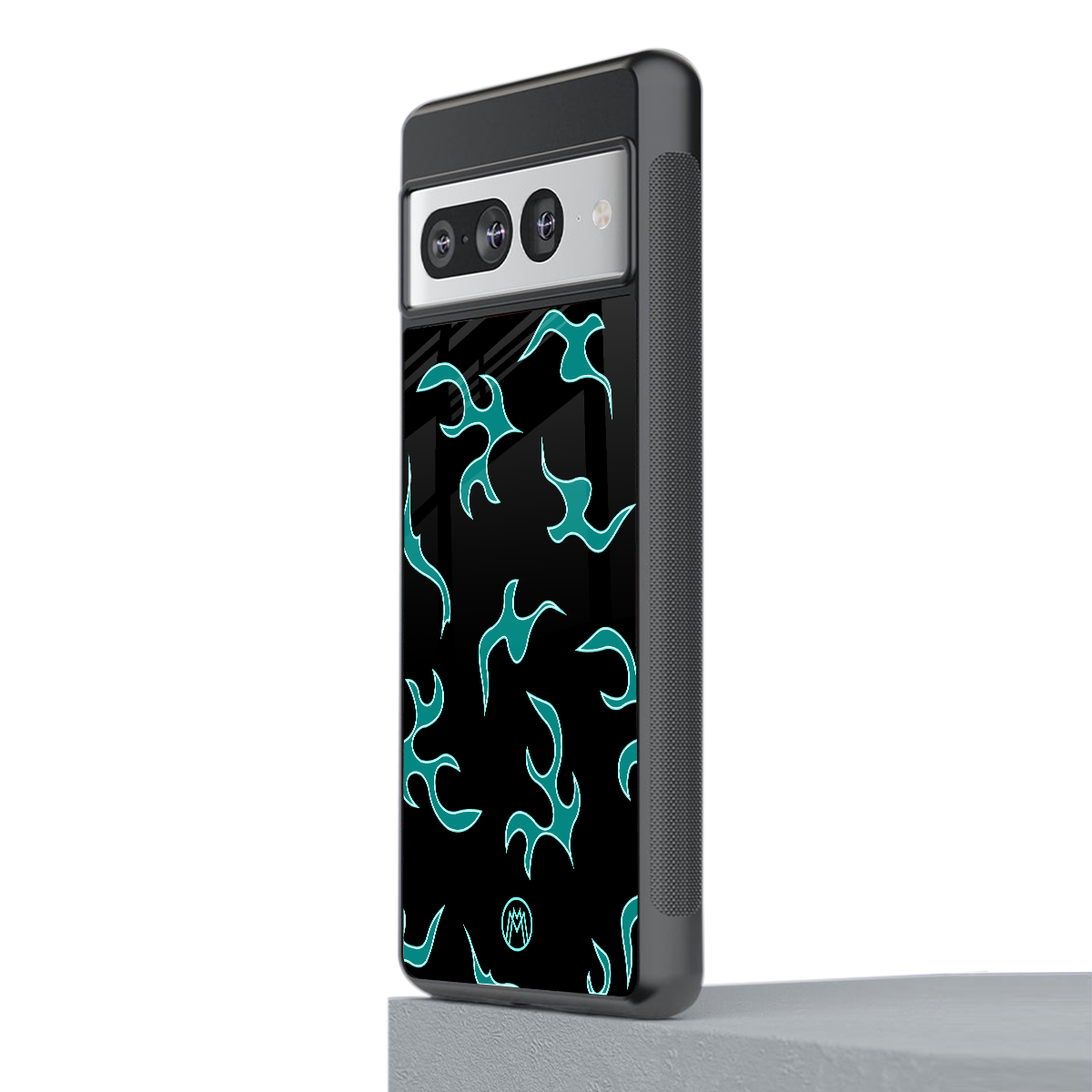 lil blue flames back phone cover | glass case for google pixel 7 pro