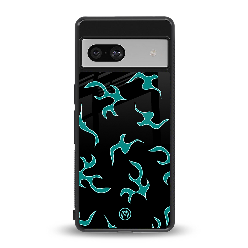 lil blue flames back phone cover | glass case for Google Pixel 7