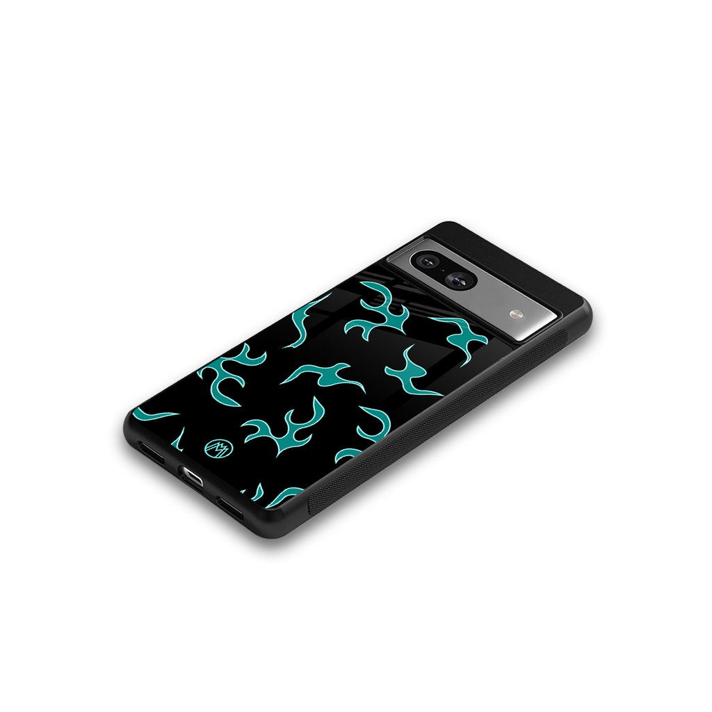 lil blue flames back phone cover | glass case for Google Pixel 7