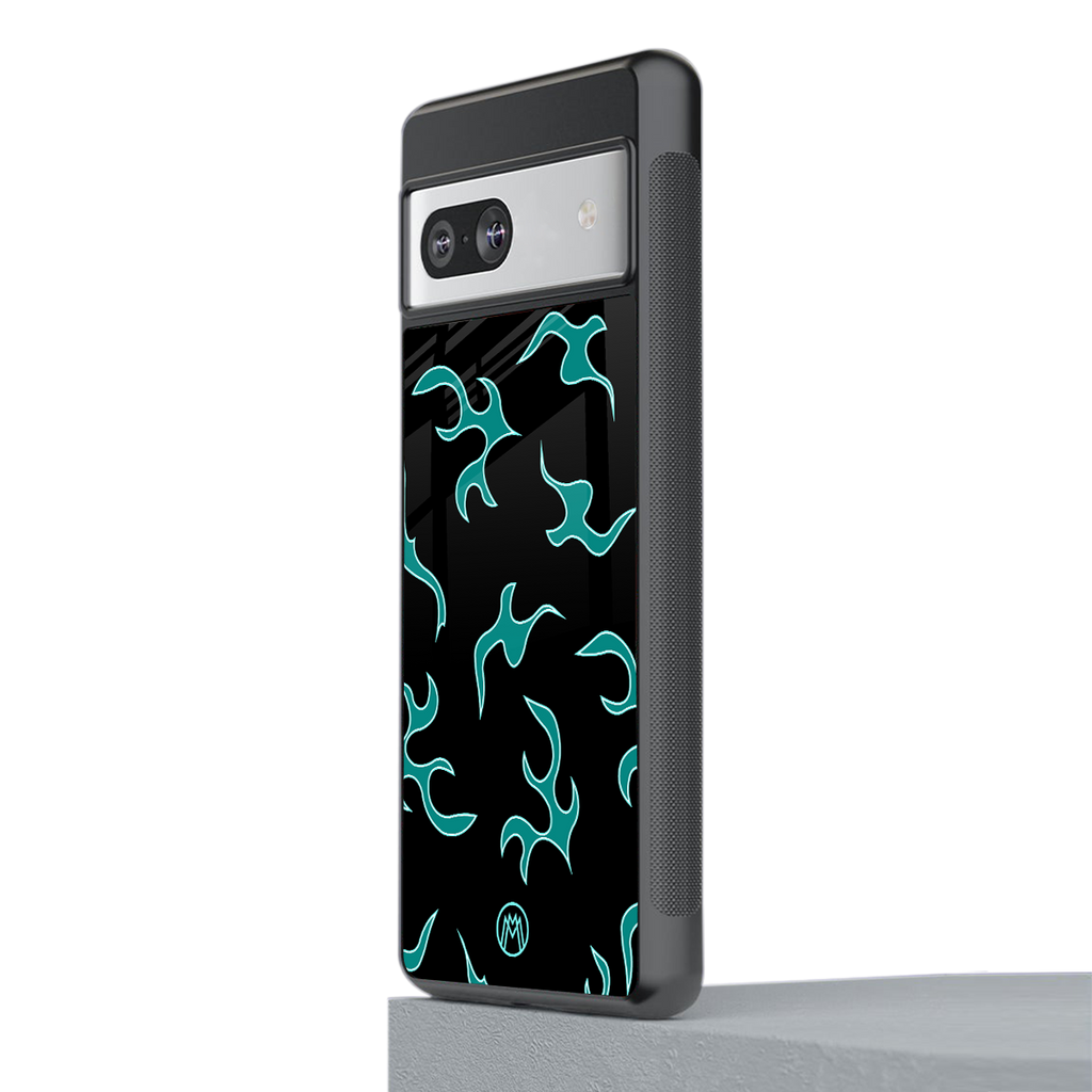 lil blue flames back phone cover | glass case for Google Pixel 7