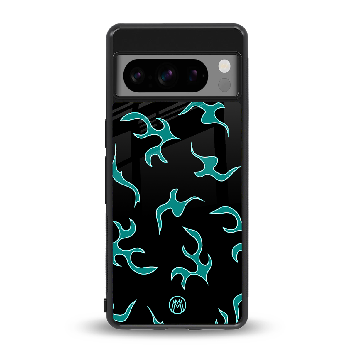 lil blue flames back phone cover | glass case for google pixel 8 pro