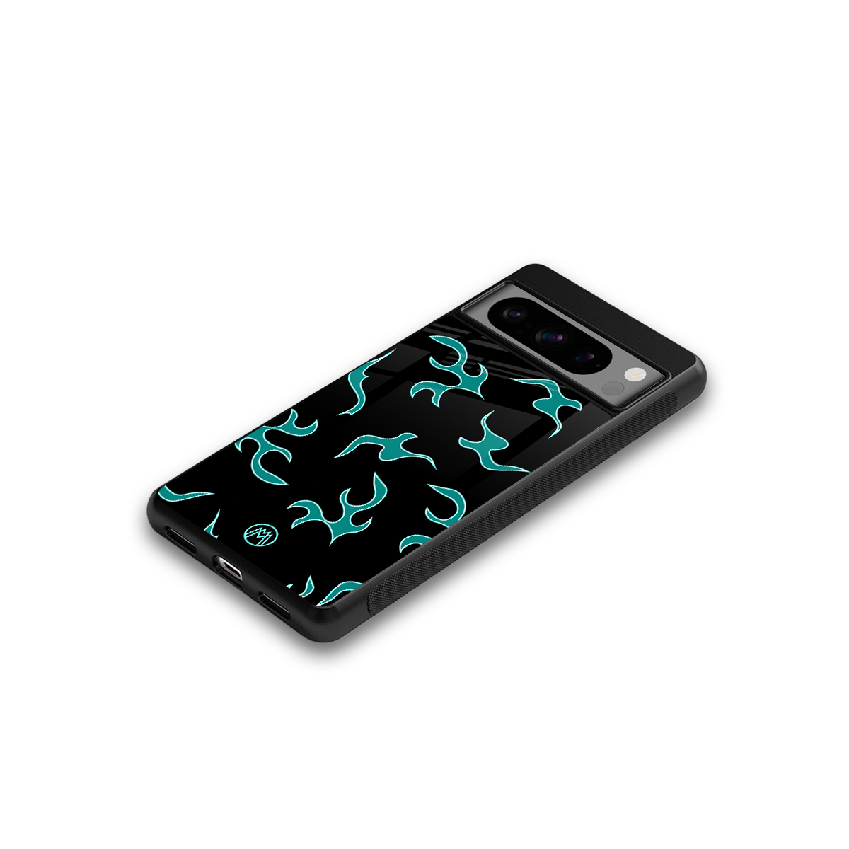 lil blue flames back phone cover | glass case for google pixel 8 pro