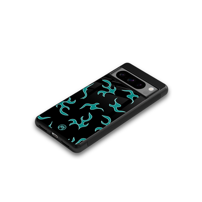 lil blue flames back phone cover | glass case for google pixel 8 pro