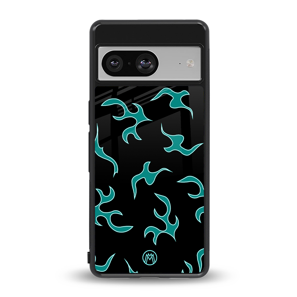 lil blue flames back phone cover | glass case for Google Pixel 8