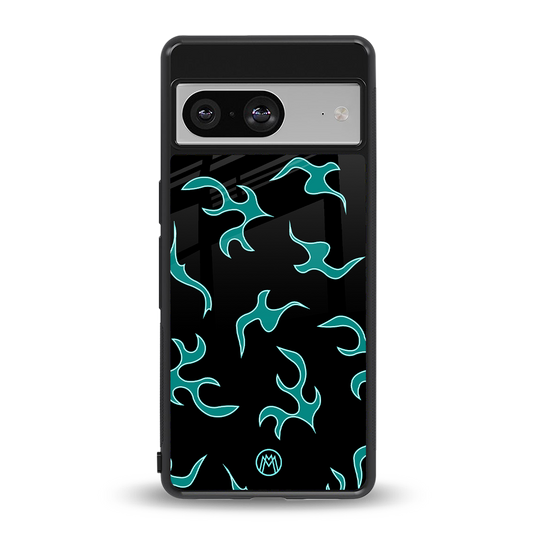 lil blue flames back phone cover | glass case for Google Pixel 8