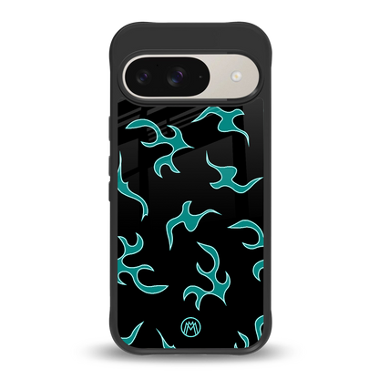 lil blue flames back phone cover | glass case for google pixel 9
