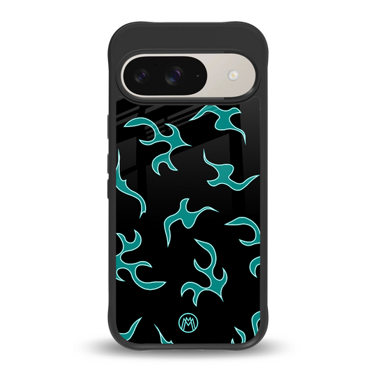 lil blue flames back phone cover | glass case for google pixel 9