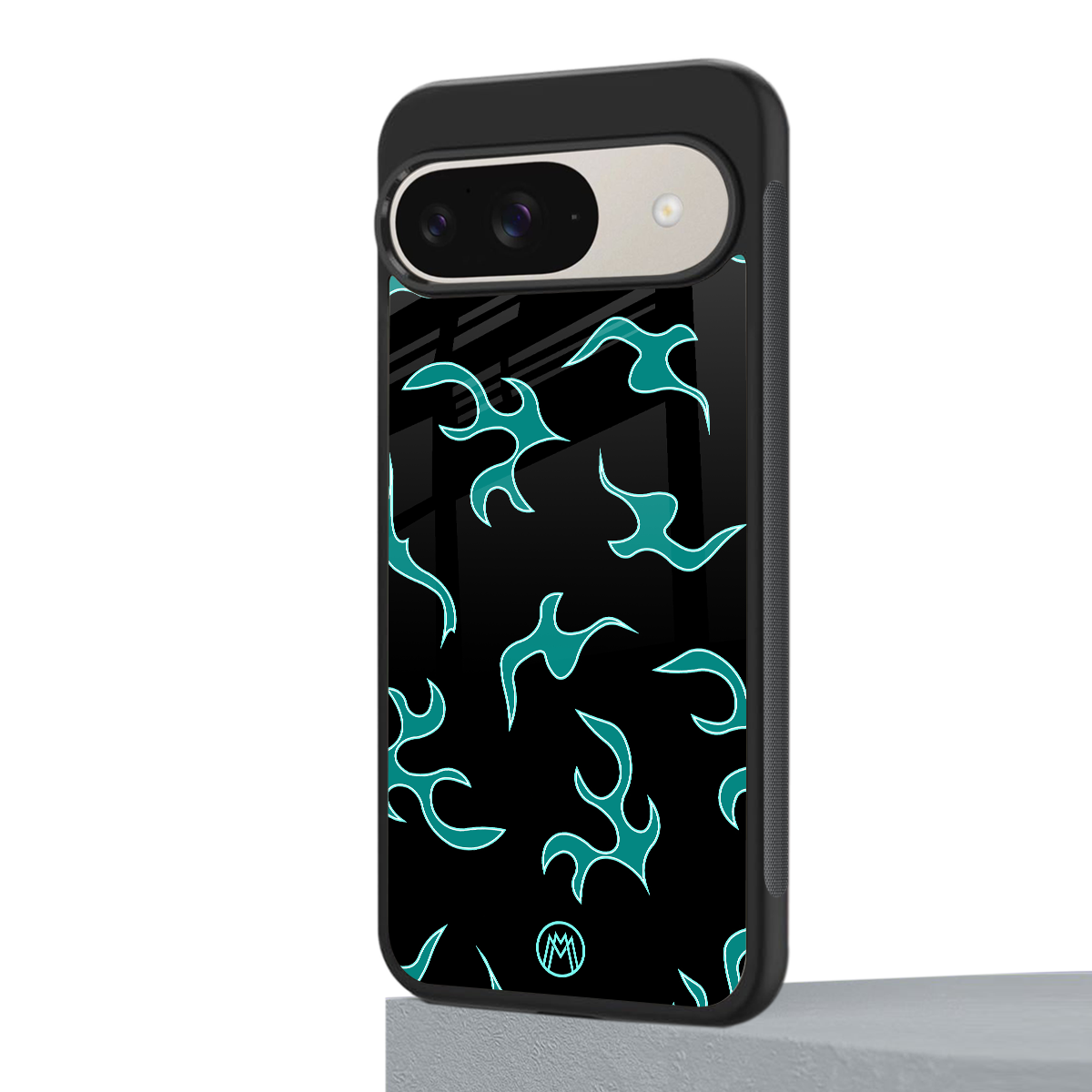 lil blue flames back phone cover | glass case for google pixel 9