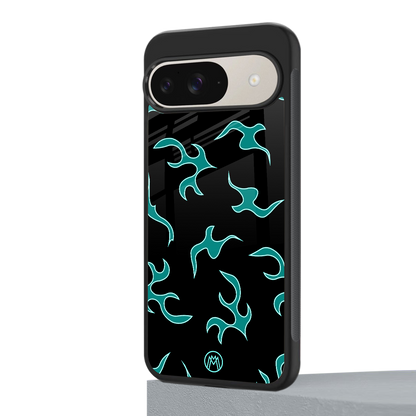 lil blue flames back phone cover | glass case for google pixel 9