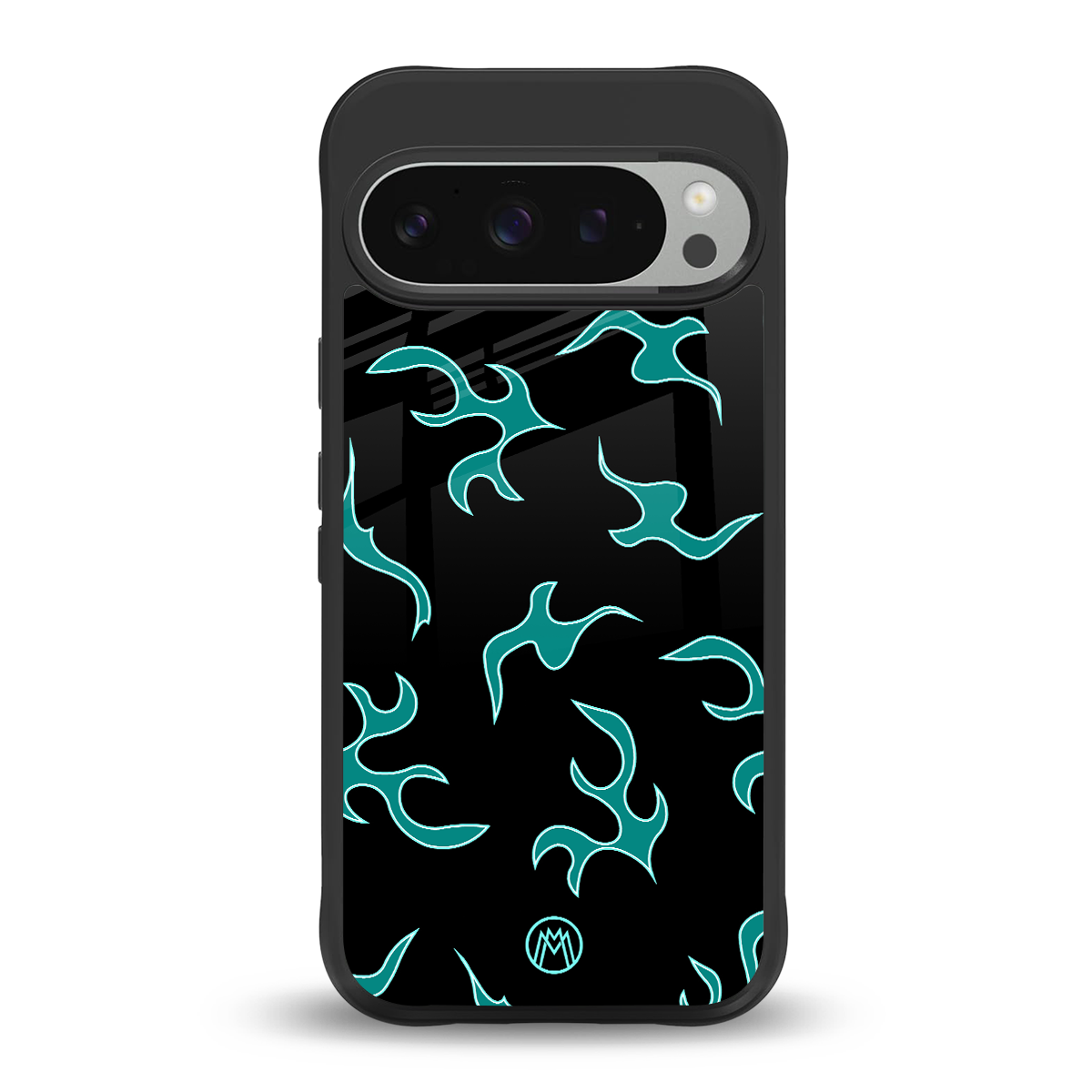 lil blue flames back phone cover | glass case for google pixel 9 pro