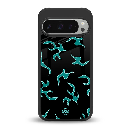 lil blue flames back phone cover | glass case for google pixel 9 pro xl