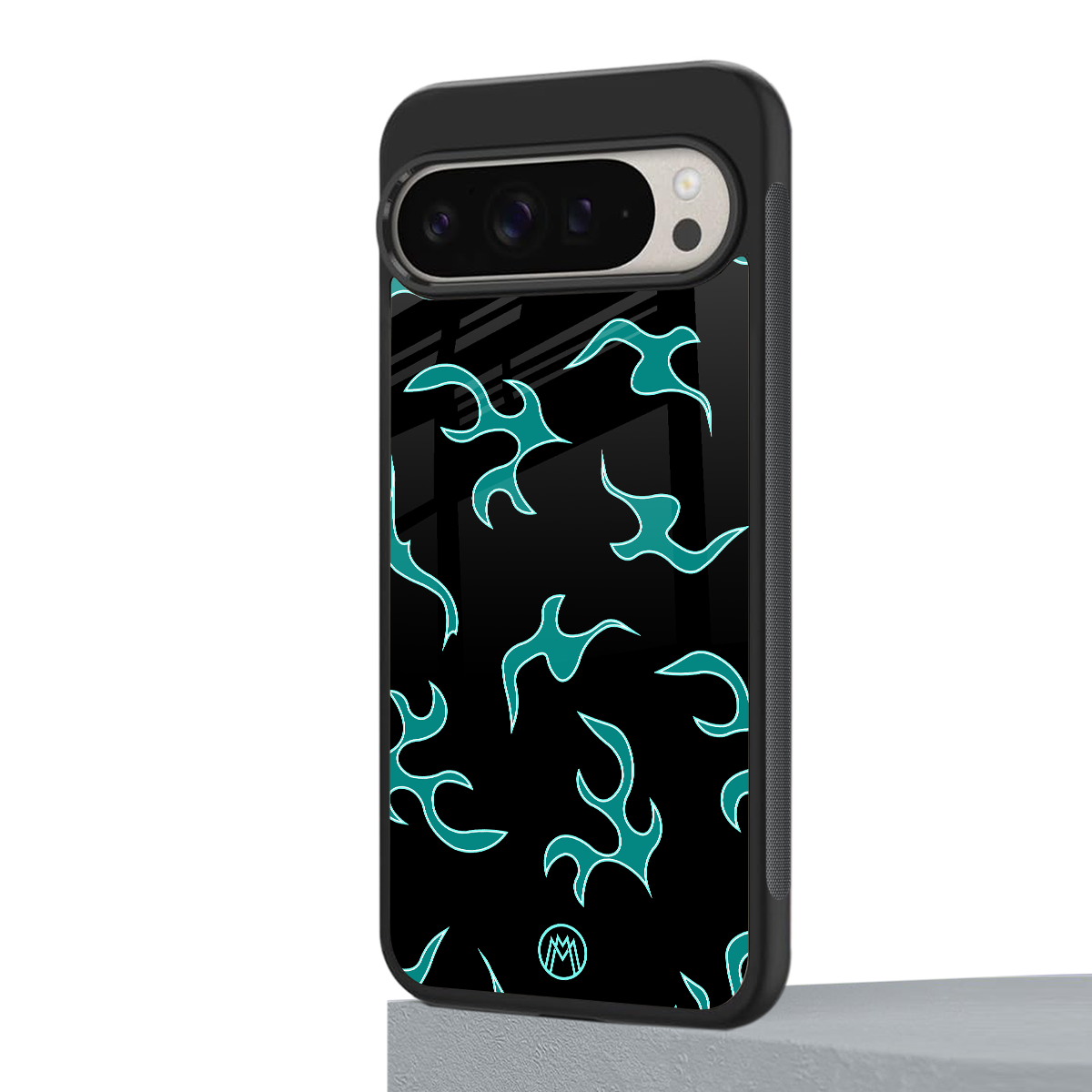 lil blue flames back phone cover | glass case for google pixel 9 pro xl