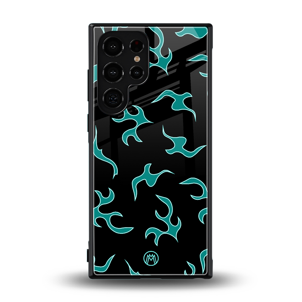 lil blue flames back phone cover | glass case for samsung galaxy s23 ultra