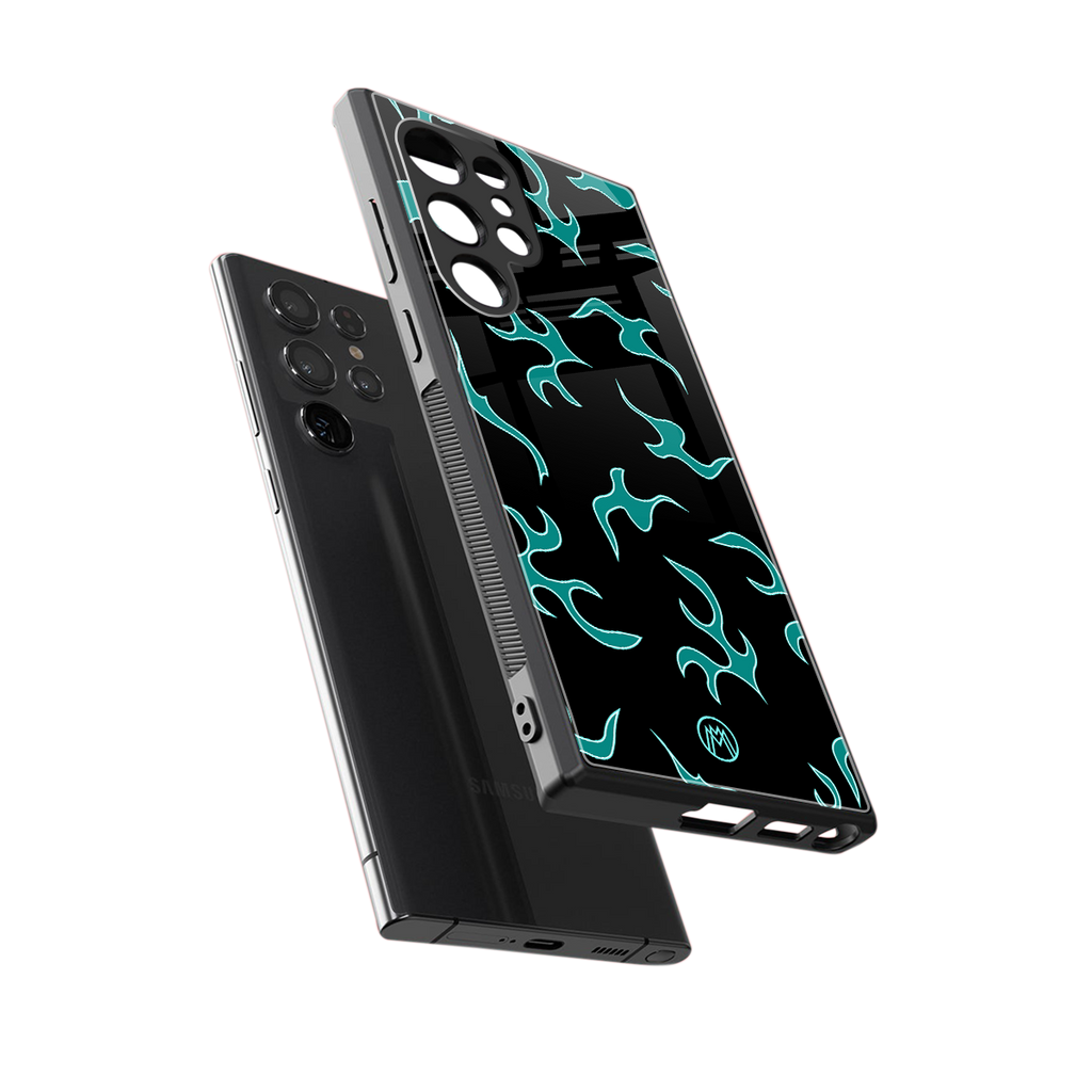 lil blue flames back phone cover | glass case for samsung galaxy s23 ultra