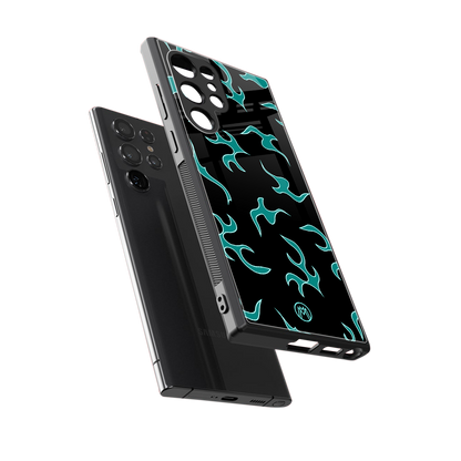 lil blue flames back phone cover | glass case for samsung galaxy s23 ultra