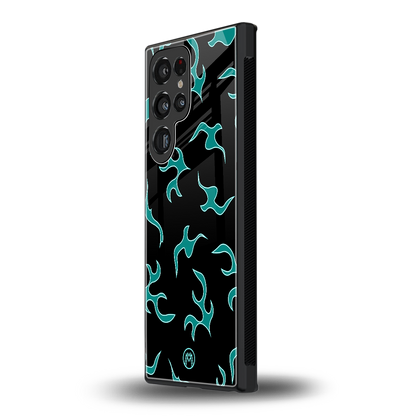 lil blue flames back phone cover | glass case for samsung galaxy s24 ultra