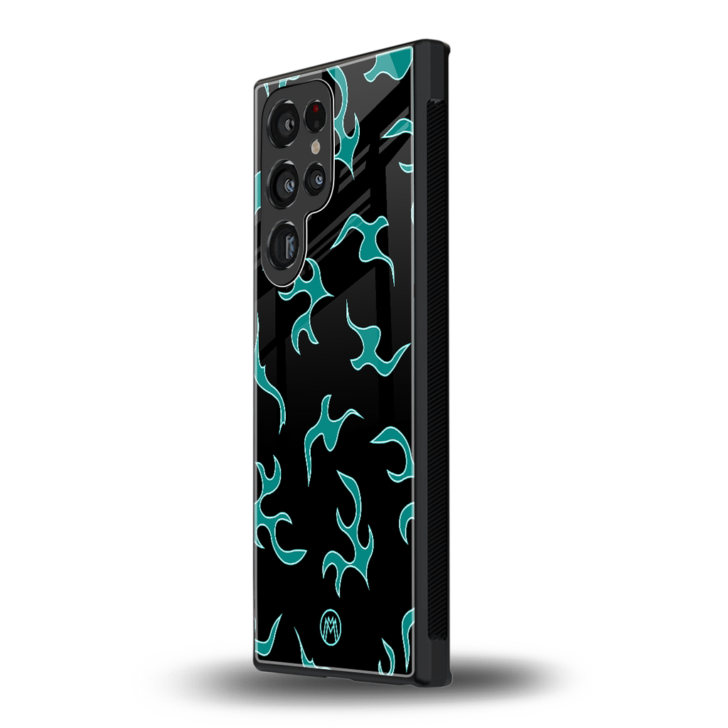 lil blue flames back phone cover | glass case for samsung galaxy s23 ultra